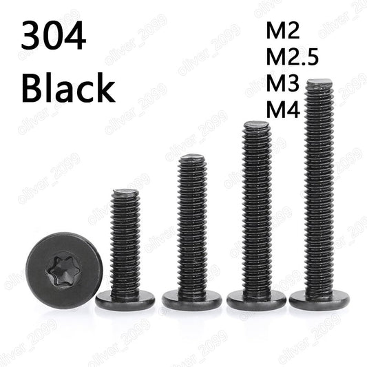 ya 16 10.20 baidi Black 304 Stainless Steel Torx Socket Utrathin Flat Head Screws M2 M2.5 M3 M4