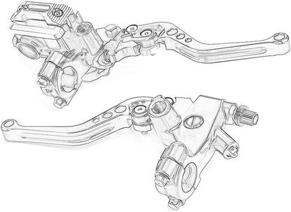 ya 4 8.14 Universal 7/8 22 Motorcycle Brake Lever Clutch Lever + Handlebar Brake Cylinder Blue