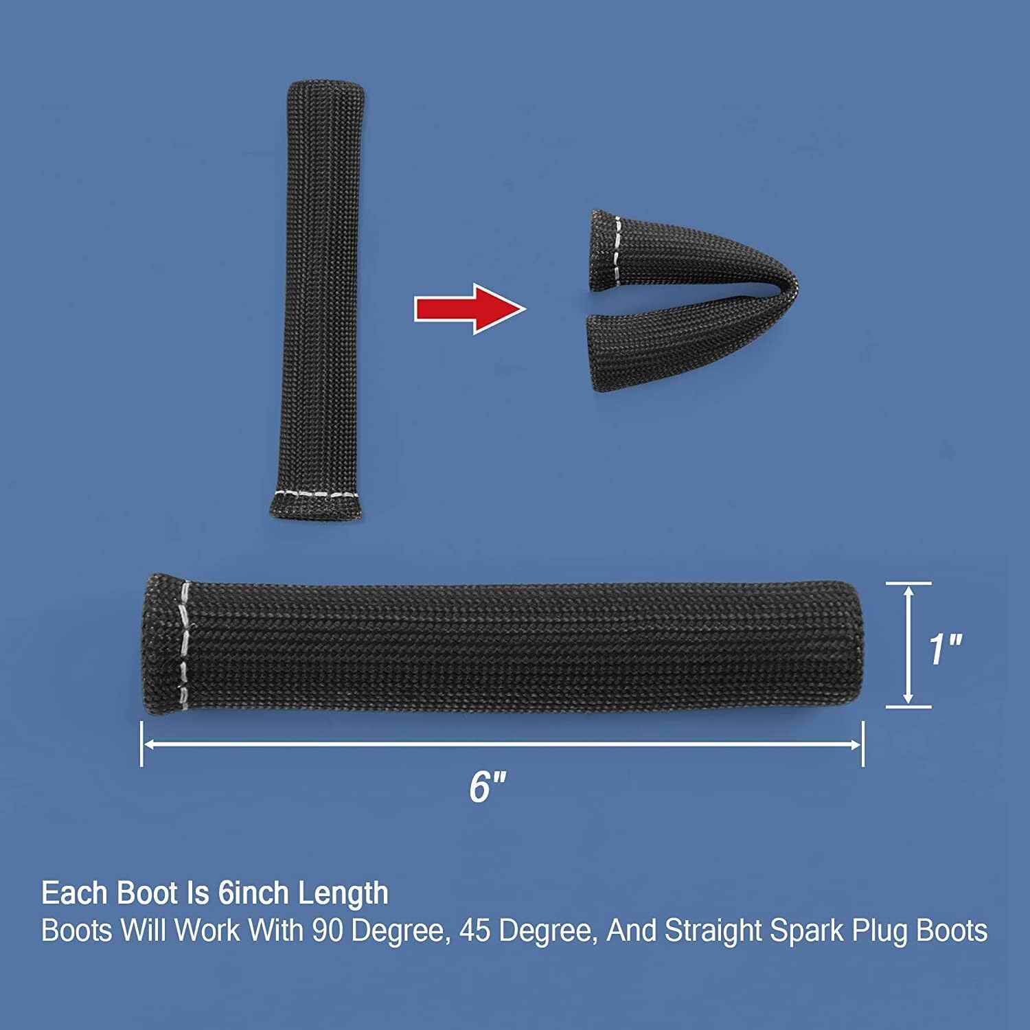 ya 7 8.24 baidi Black 2500¡ã SPARK PLUG WIRE BOOTS HEAT SHIELD PROTECTOR SLEEVE COVER SBC BBC 454