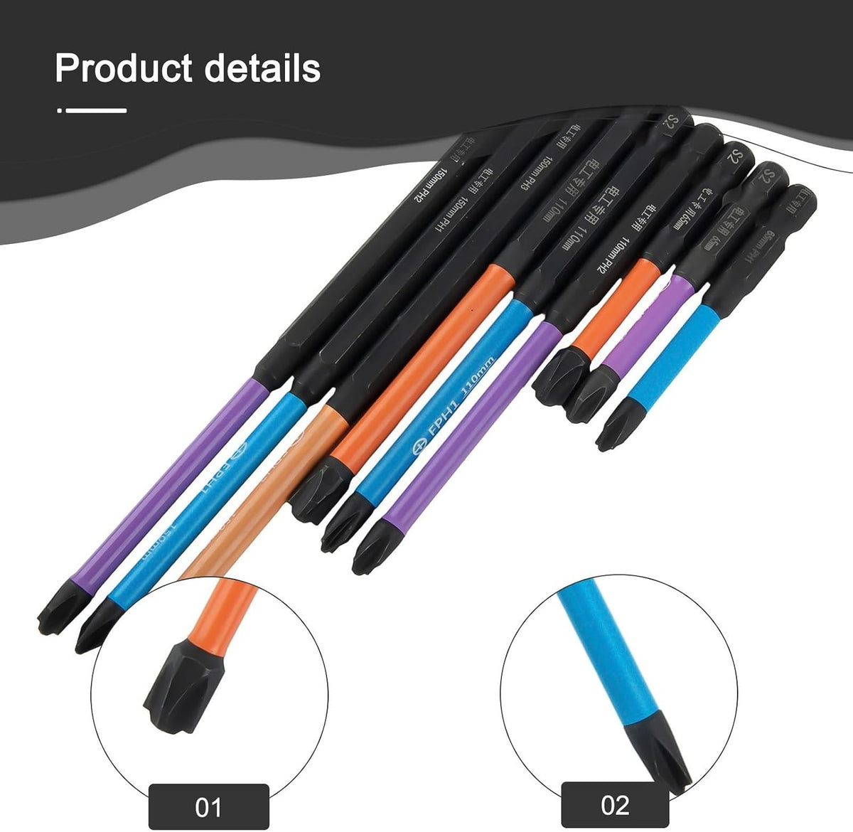 ya 26 10.21 baidi Slotted Cross Screwdriver Special 65-150mm 9X 9pcs Set Alloy Steel Bit