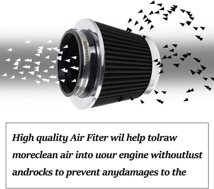 ya 13 9.15 baidi 3/3.5/4 High Flow Inlet Dry Air Filter Cold Air Intake Cone Replacement Black