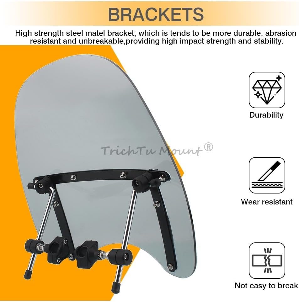 ya 23 10.7 baidi 17¡Á15 Motorcycle Windshield Windscreen Universal Fit For 7/8'' 1'' Handlebara