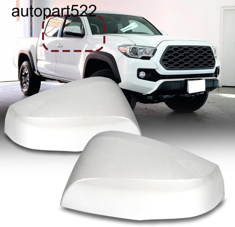 ya 11 9.14 baidifor Toyota Tacoma 2016-2021 Pair Pearl White Mirror Cover W/Turn Signal Cutout
