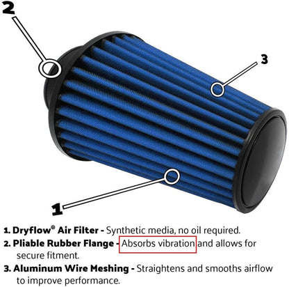 ya 23 10.7 baidi ACCS 4'' 102mm Long High Flow Inlet Cone Dry Filter Cold Air Intake Replacement