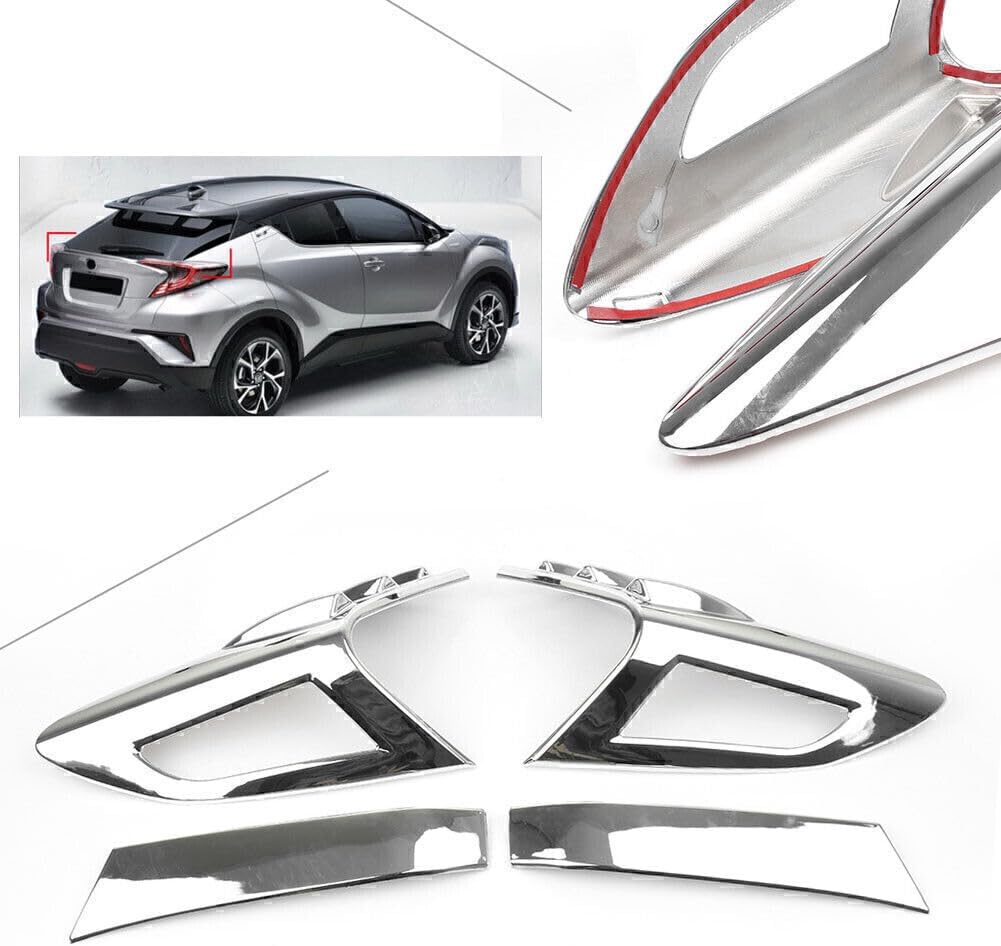 ya 4 8.14 for Toyota C-HR CHR 16-18 Chrome 4x Rear Back Lamp Tail light Panel Cover Trim