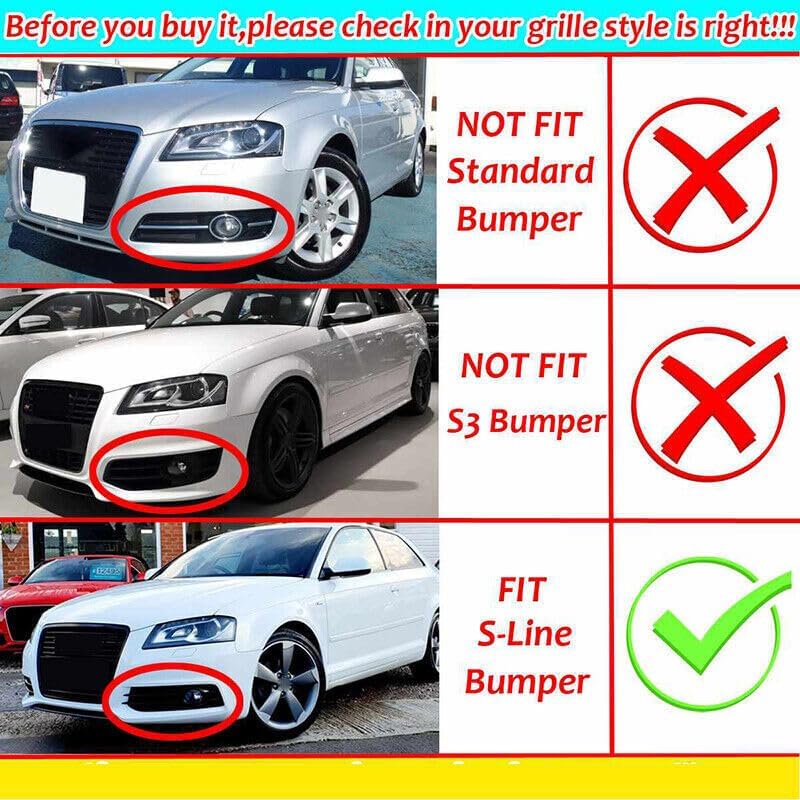ya 4 8.10 Front Fog Light Lamp Grill Grille Cap for Audi A3 8P S Line 2009-12 Left Right