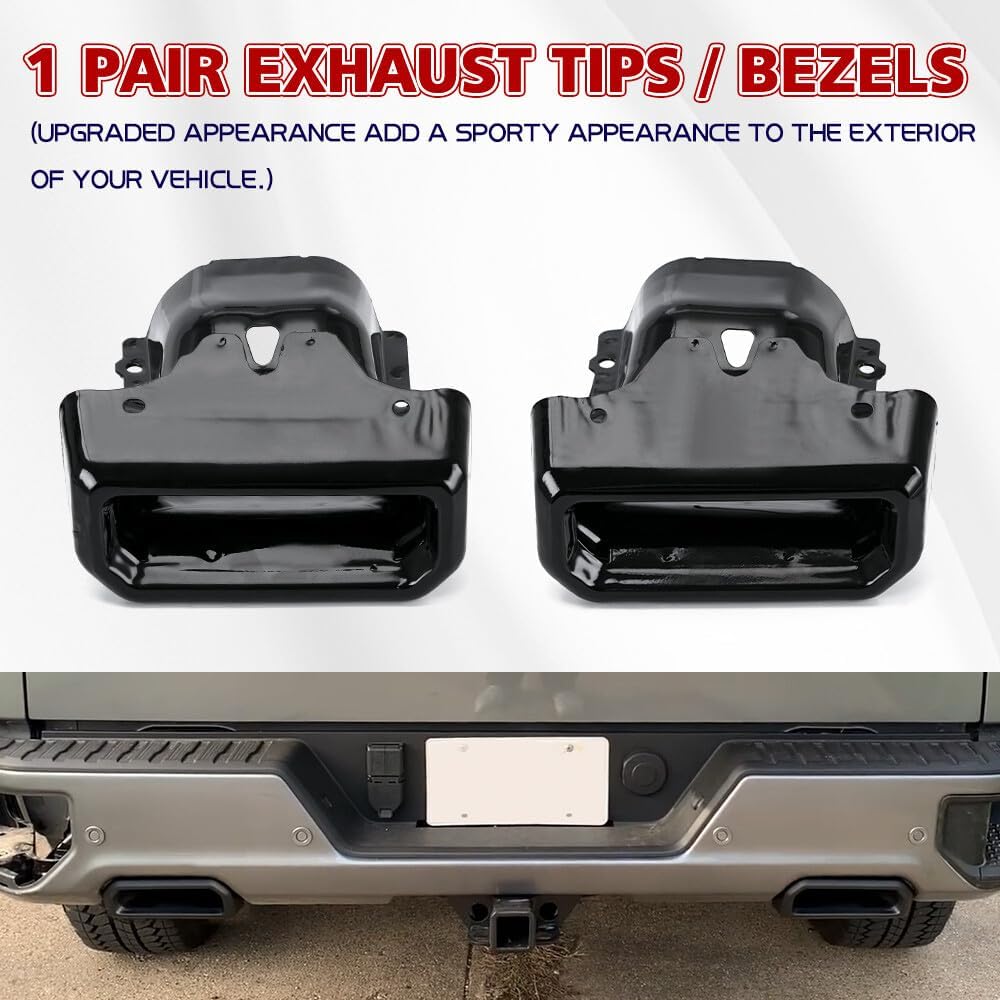 ya 6 8.24 baidi Tips Bezels Gloss Black For 2019-2024 for Chevy for Silverado for GMC for Sierra 1500