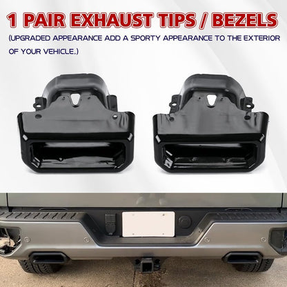 ya 6 8.24 baidi Tips Bezels Gloss Black For 2019-2024 for Chevy for Silverado for GMC for Sierra 1500
