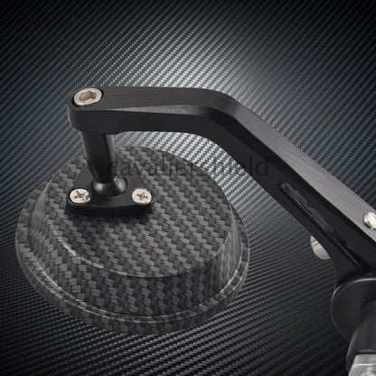 ya 13 9.15 baidi Pair 7/8 22mm Carbon Fiber Motorcycle Round Rearview Handle Bar End Side Mirror