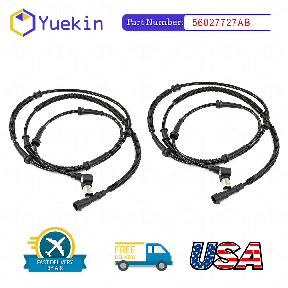 ya 9 10.24 2X Front L/R ABS Wheel Speed Sensor Fits: for Jeep TJ for Wrangler 1997-2006 56027727ABS