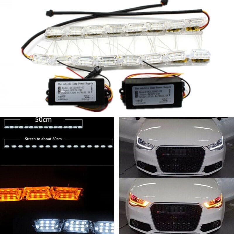 ya 4 8.8 Car headlights LED daytime running light bar crystal flow turn signal DRL lights 