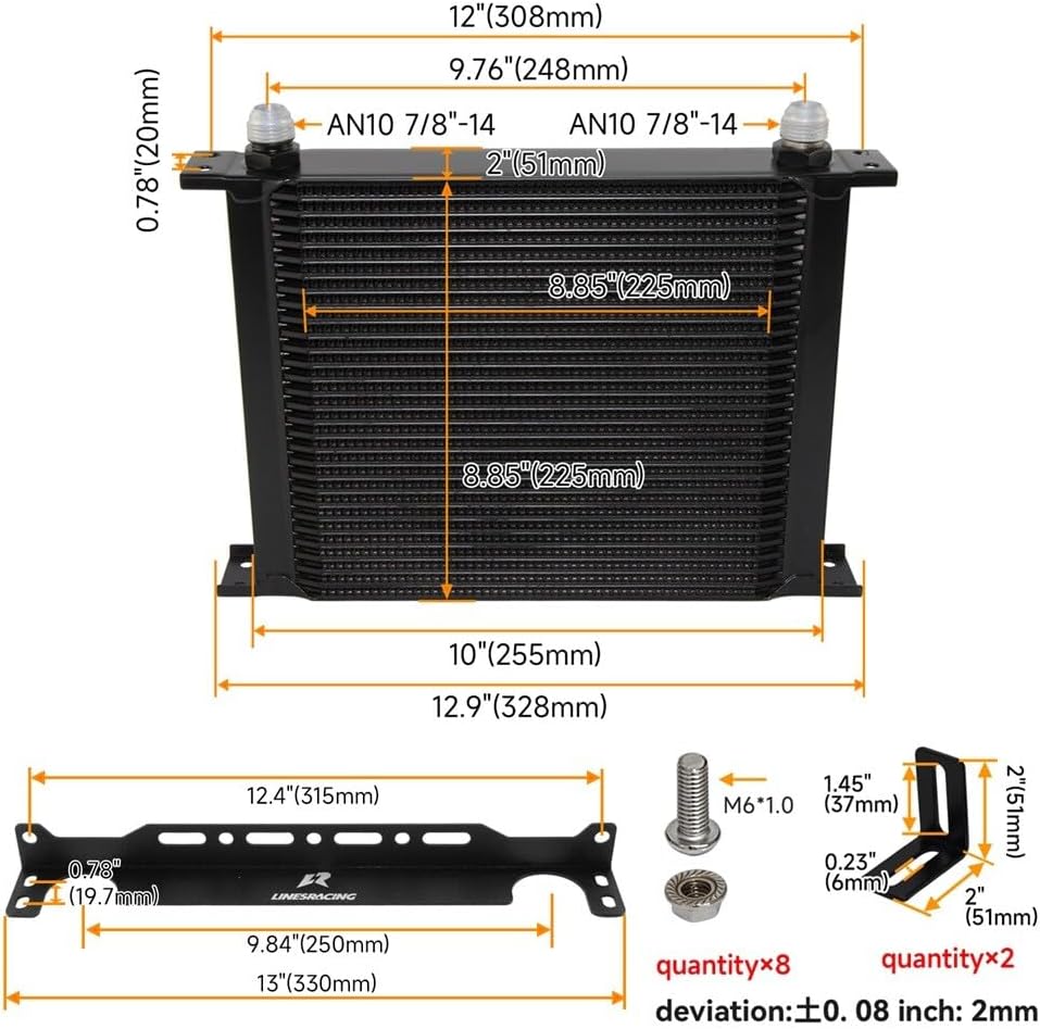 ya 12 10.8 baidi LR 30 Row AN10 Oil Cooler Kit+Filter Adapter Hose Kit +7 Electric Fan Kit Black