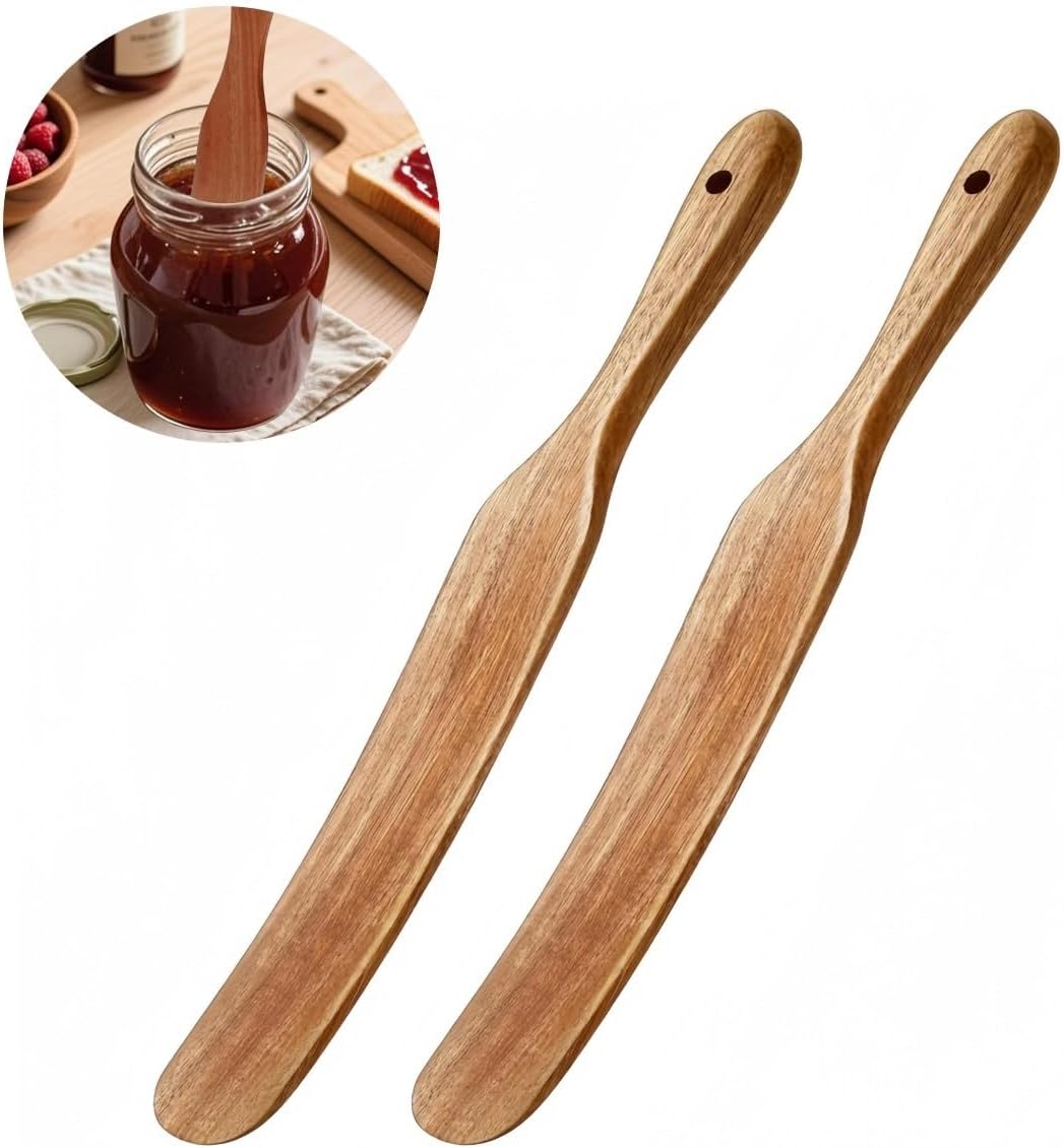 ya 14 9.20 baidi 2Pcs Skinny Wooden Spurtles for Dough Stirring Mixing and Jar Bottom Reach-1