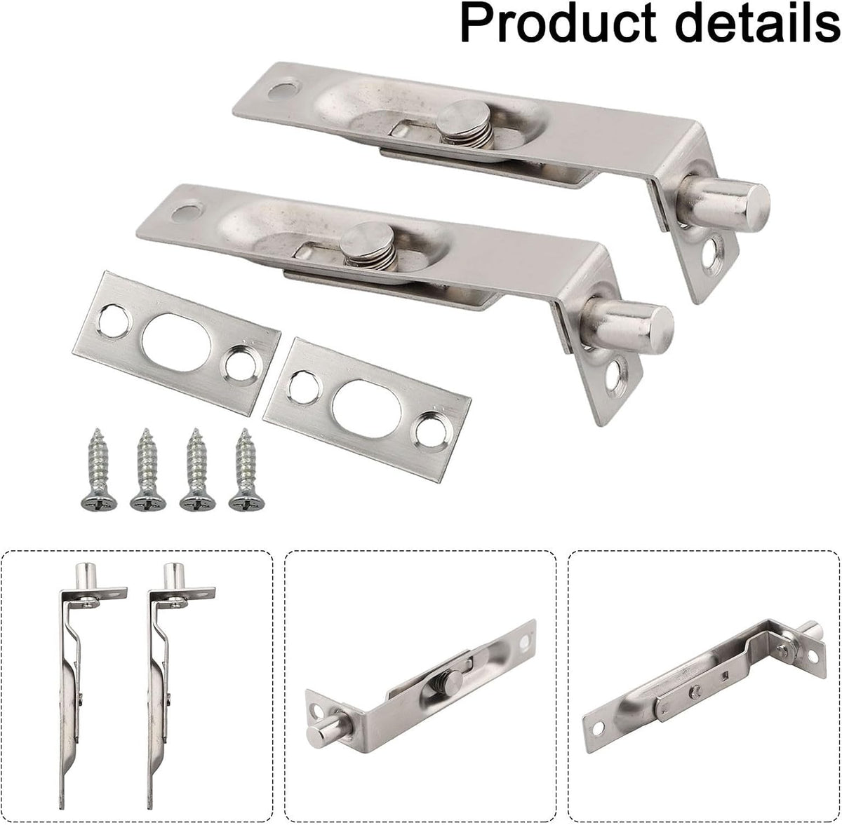 ya 26 10.21 baidi 2 Pack 4 Inch Door Flush Bolt Stainless Steel Security Door Guard Concealed