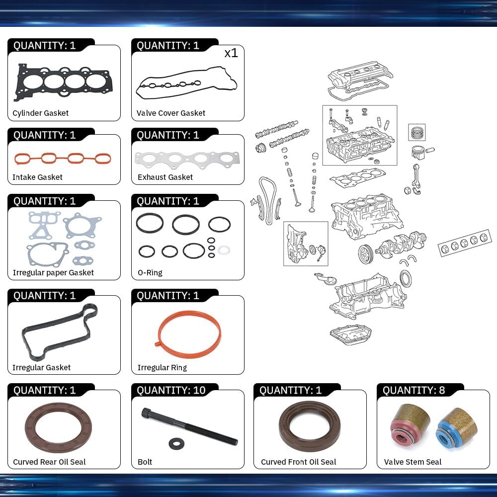 ya 10 9.16 baidi Head Gasket Set w/Bolt Valve 22212-2B000 for Hyundai Accent for Kia 1.6L 12-19