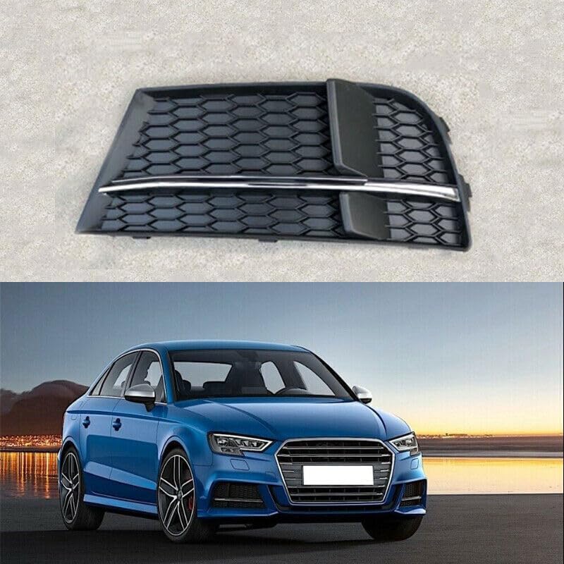 ya 7 8.24 baidi Pair Honeycomb chrome Fog Light Cover Lamp Grille for Audi A3 S3 S-Line 2017-19
