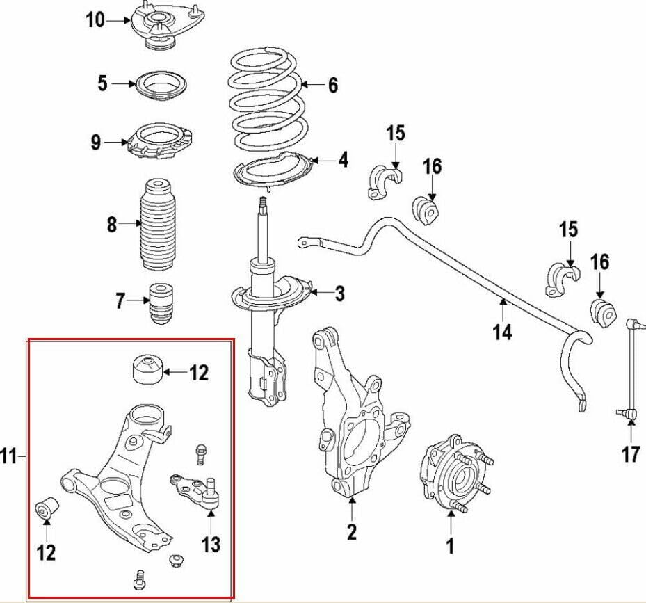 ya 9 10.24 Fit For Front Lower Control Arm 2019-2021 for Veloster Right Passenger Side NEW