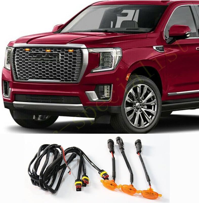 ya 7 8.24 baidi for GMC Yukon XL 2021 Car Front Grille LED Amber Light Raptor Style Cover 3Pcs