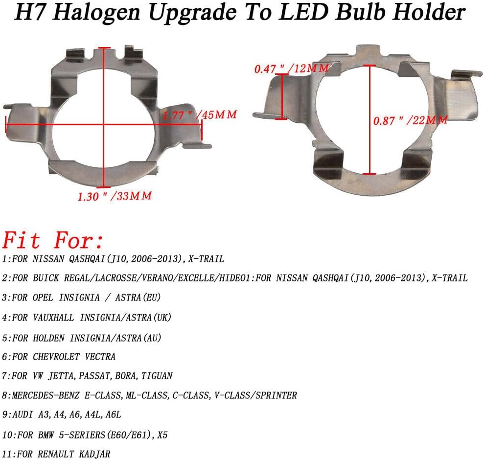 ya 4 8.10 H7 LED Headlight Bulb Holder Adapter Retainer Clip for Mercedes-Benz for BMW
