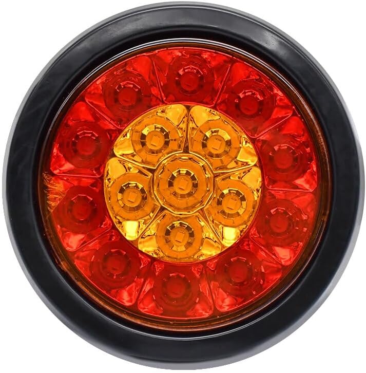 ya 10 9.16 zhengce 2x Red/Amber 4inch Round LED lorry Trailer Brake Stop Turn Signal Tail Ligh