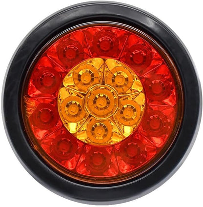 ya 10 9.16 zhengce 2x Red/Amber 4inch Round LED lorry Trailer Brake Stop Turn Signal Tail Ligh
