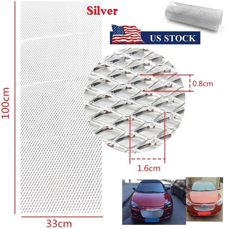 ya 2 8.15 8 * 16mm Car Bumper Fender Hood Vent Grille Net Aluminum Silver Mesh Grill Cover