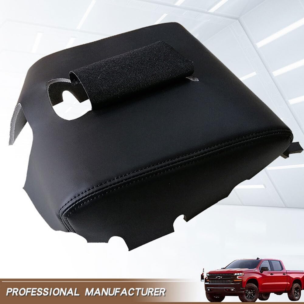 ya 4 8.24 baidi for 2014-2018 for GMC for Sierra Console Lid Armrest Black Cover Gray Stitch