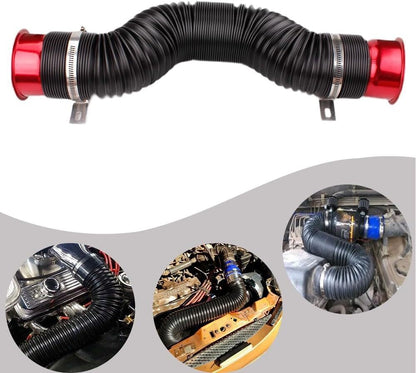 ya 4 8.8.2 3 Inch 76mm Flexible Car Cold Air Intake Hose Filter Tube Telescopic Tube Red 