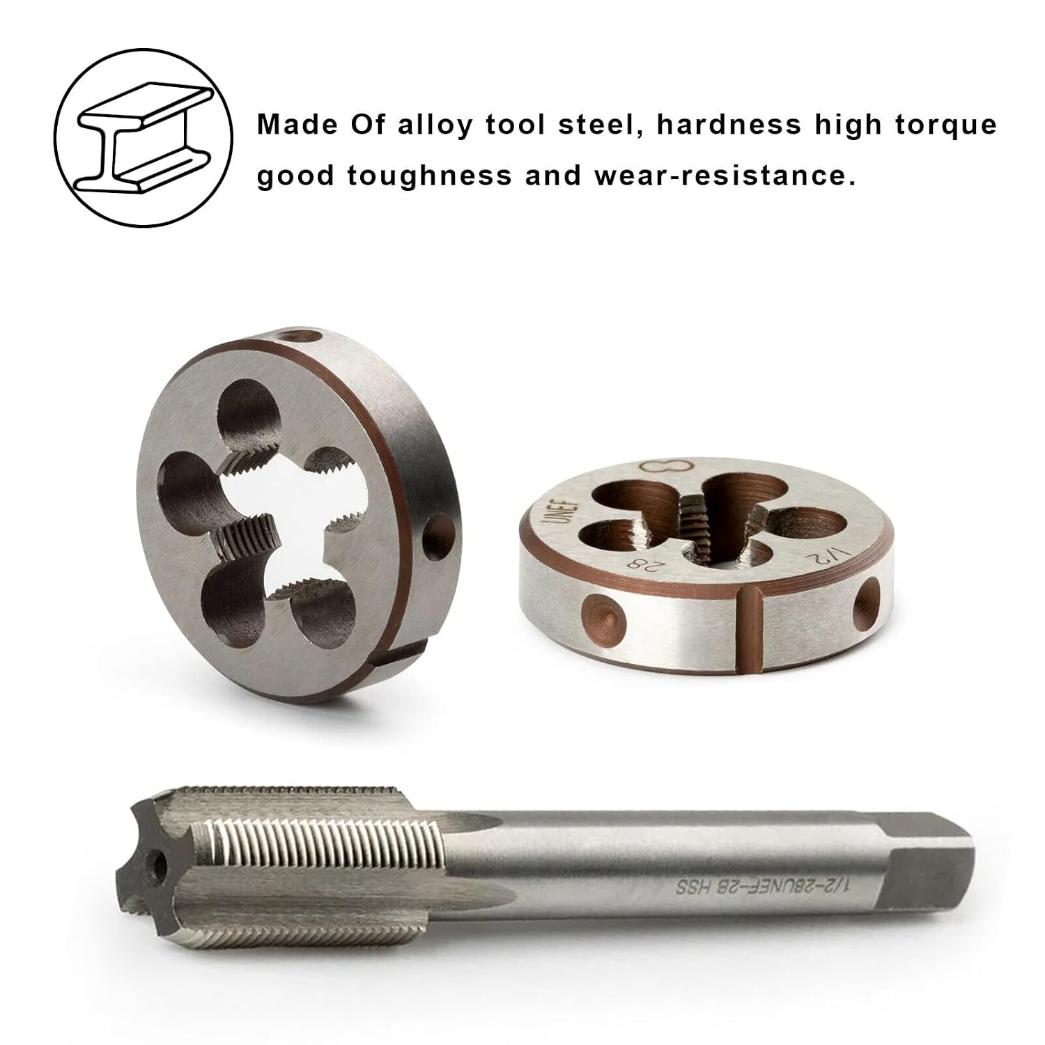 ya 6 8.24 baidi 1 Set 5/8-24 New Tap and Die Set UNF HSS Threading Gunsmithing (5/8 x 24)