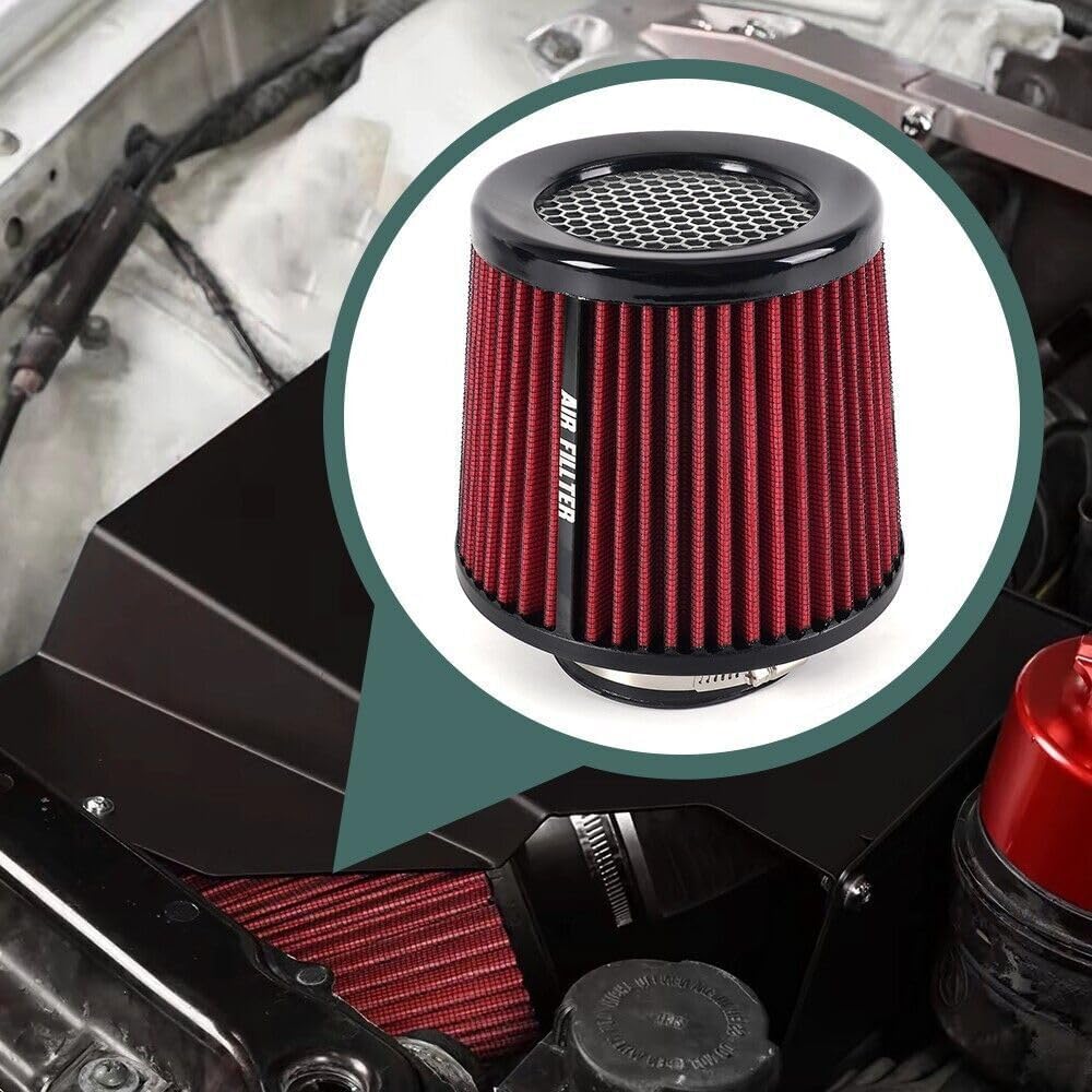 ya 13 9.15 baidi High Flow Inlet Cold Air Intake Cone Replacement Dry Air Filter RED 3 76mm
