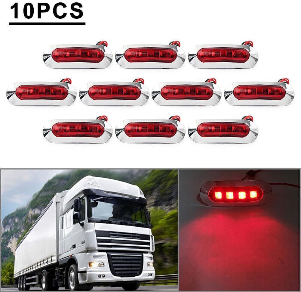 ya 4 8.8 10pcs LED Side Clearance Marker Red Light For Car Truck Trailer Pickup 12V 24V