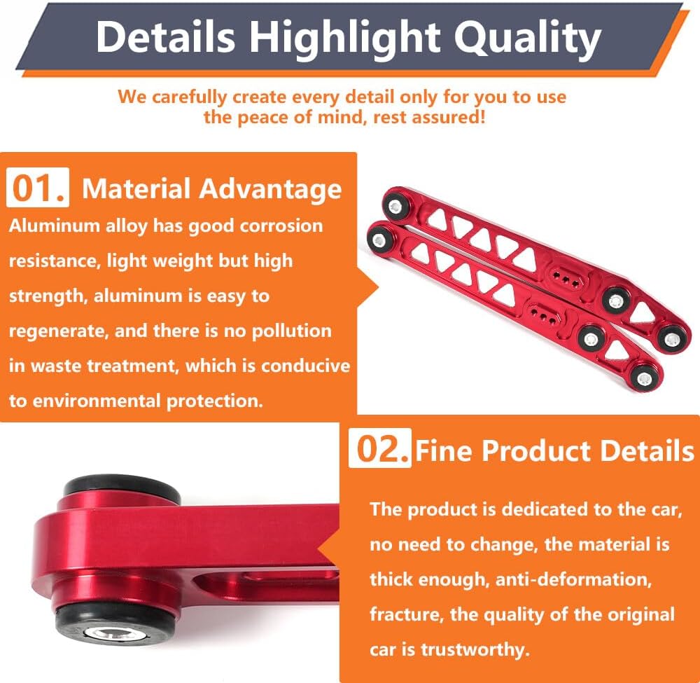 ya 13 9.15 baidi Rear Lower Control Arm Red Billet for Honda for Civic 96-00 EK DX SI w/Bushing
