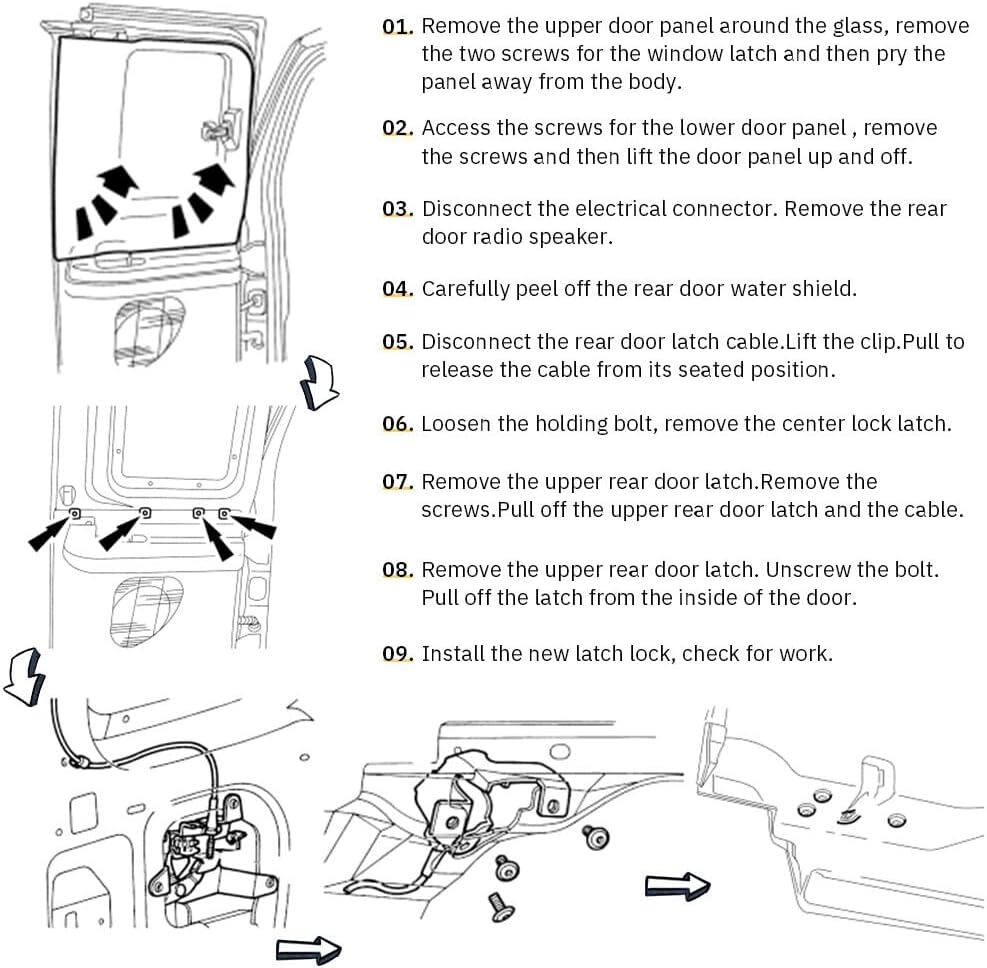 ya 11 9.14 baidiL&R Rear Door Latch Lock Cable Extended Cab for 99-07 for Ford F250 F350 Super Duty 1