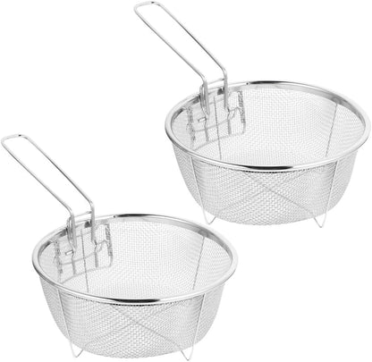ya 14 9.20 baidi 2 Pcs Frying Basket Filter Stainless Steel Holder Metal Food Strainer-1