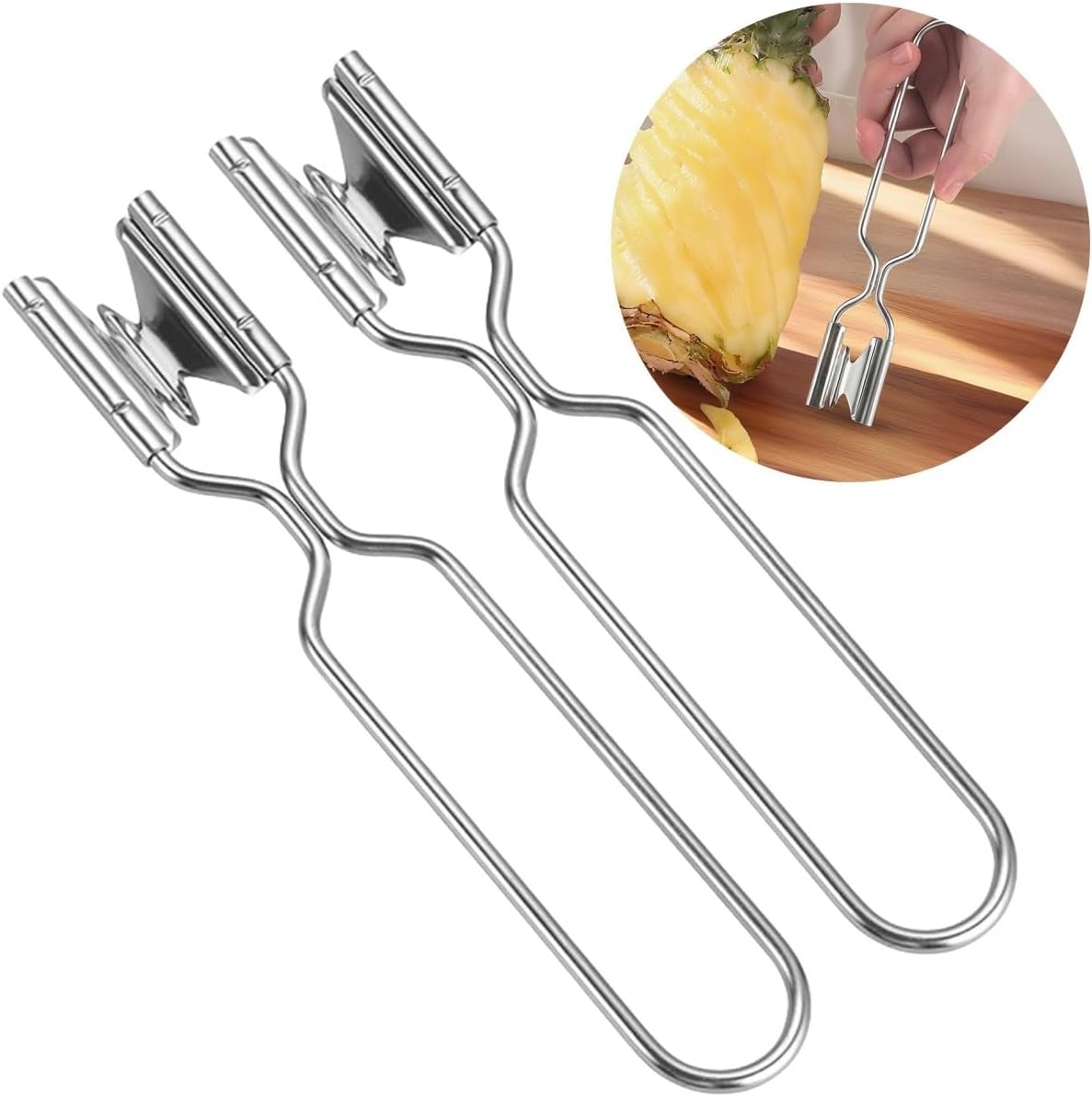 ya 14 9.20 baidi 2 Pcs Stainless Steel Pineapple Peeler Remover Fruit Slicer for Kitchen-1
