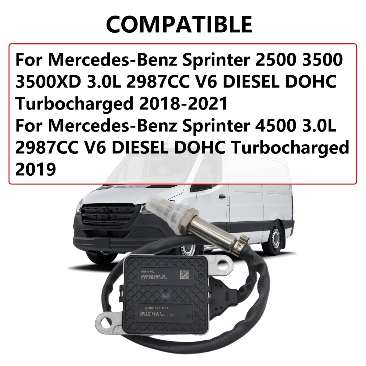 ya 9 10.24 Nitrogen Oxide Sensor A000905912 for Sprinter 2500 3500 3.0L 2018-2021-