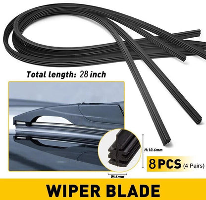 ya 11 9.14 baidi8-pack Universal 28-inch Car and Bus Frameless Silicone Windshield Wiper Blade Replacement Pack