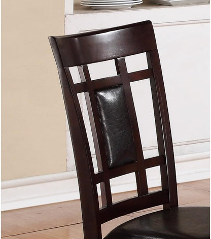 ya 28 10.13 baidi Brown 7-Pc Wooden Dining Set Rectangular Table Faux Leather Upholstery Padd