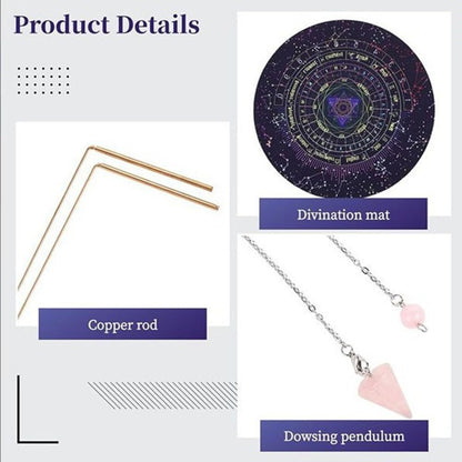 ya 16 10.20 baidi Copper Dowser - 2 Pieces dowsing rods + Dowser Pendulum + Fortune Teller mat