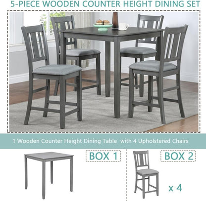 ya 28 10.13 baidi 5 Pc Dining Table Set,w/ Wooden Dining Square Table & 4 Upholstered Chairs,