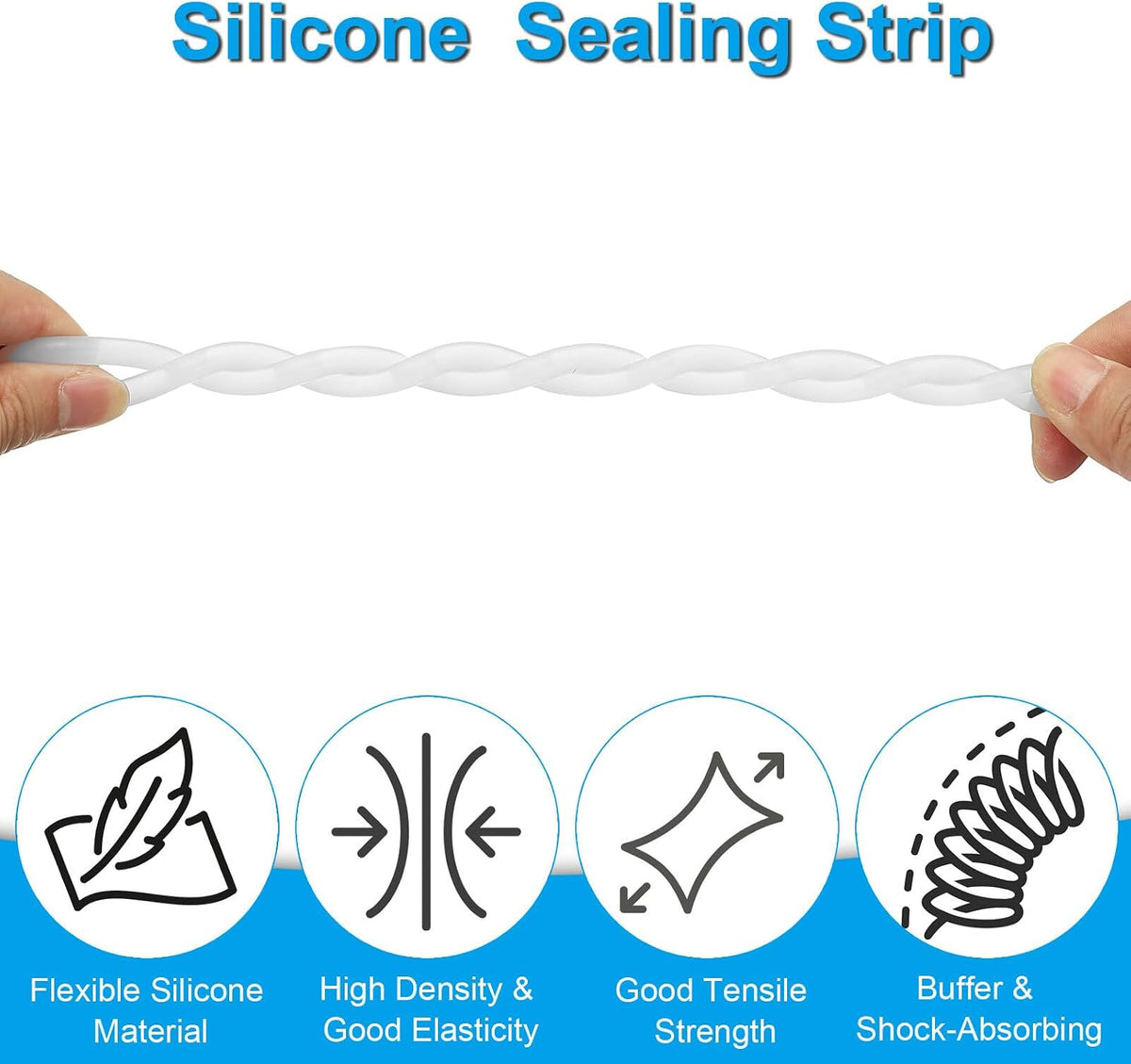 ya 26 10.21 baidi 10M (32.8Ft) 2MM (0.08) Dia High Density Solid Silicone Seal Strip, White