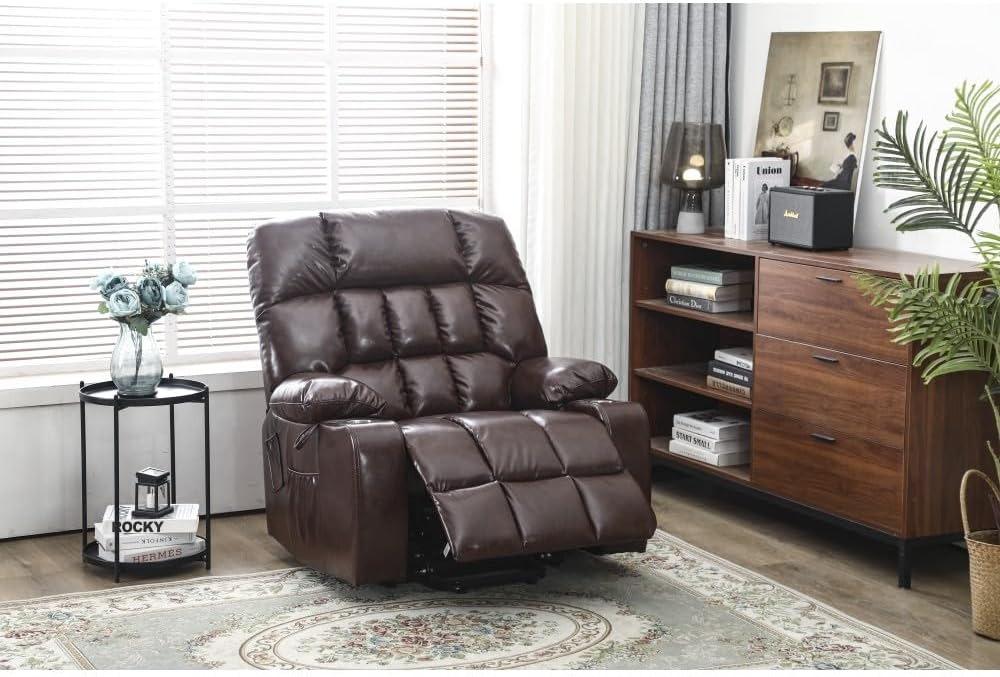 ya 28 10.13 baidi Brown PU Recliner Lift - Relax Sofa,for Elderly