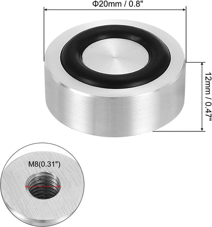 ya 26 10.21 baidi M8 20mm / 0.8 Dia 12mm Aluminum Disc Glass Top Adapter with Rubber Ring 4pcs