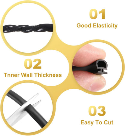 ya 26 10.21 baidi Weather Stripping Door Seal, 5/16 Wide Bulb Bubble TPE for 0.3 Slot 10m, Black