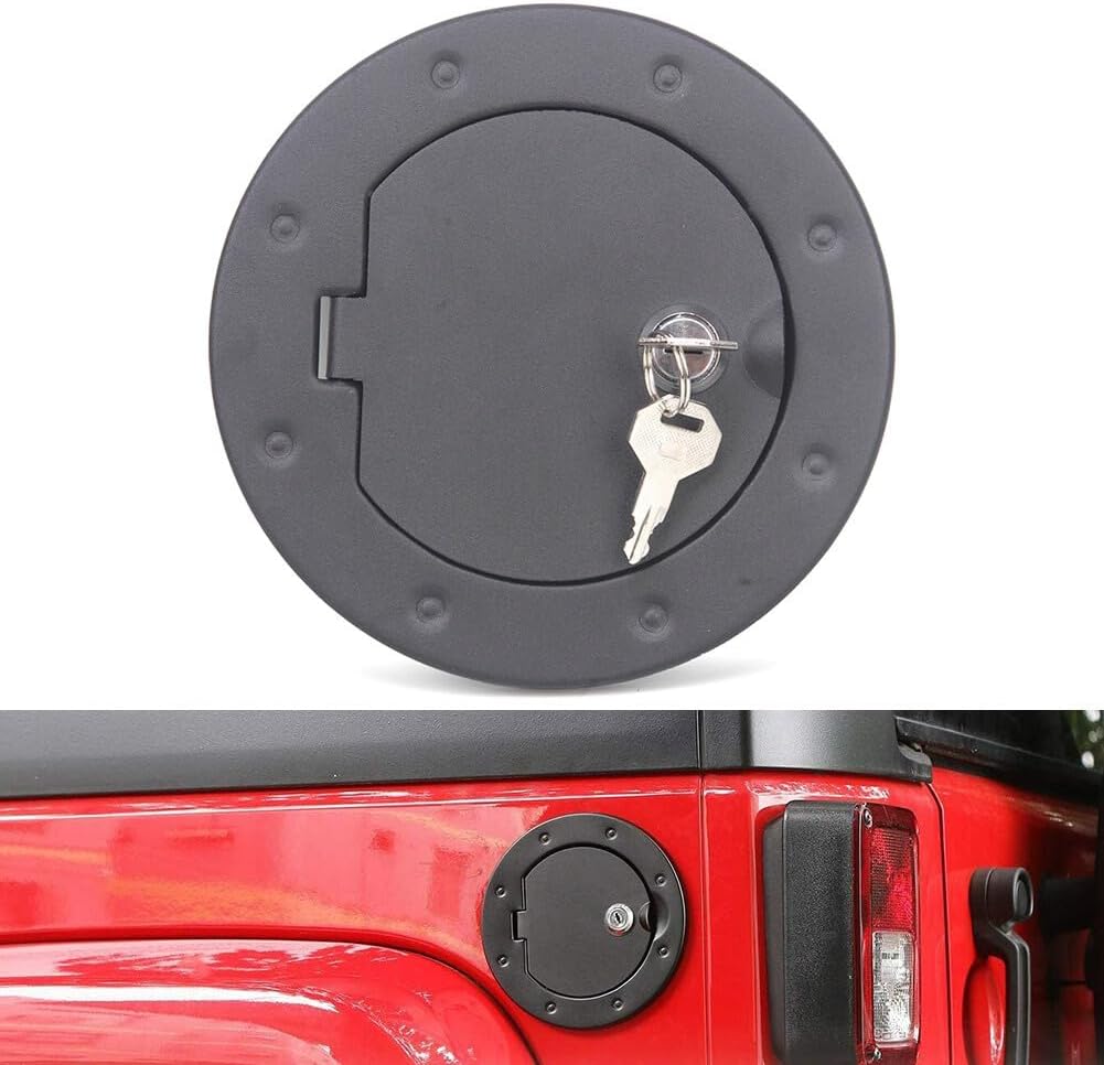 ya 5 8.10 Locking Gas Tank Fuel Filler Cover Cap With Key Fit for Jeep for Wrangler JK 2007-2017