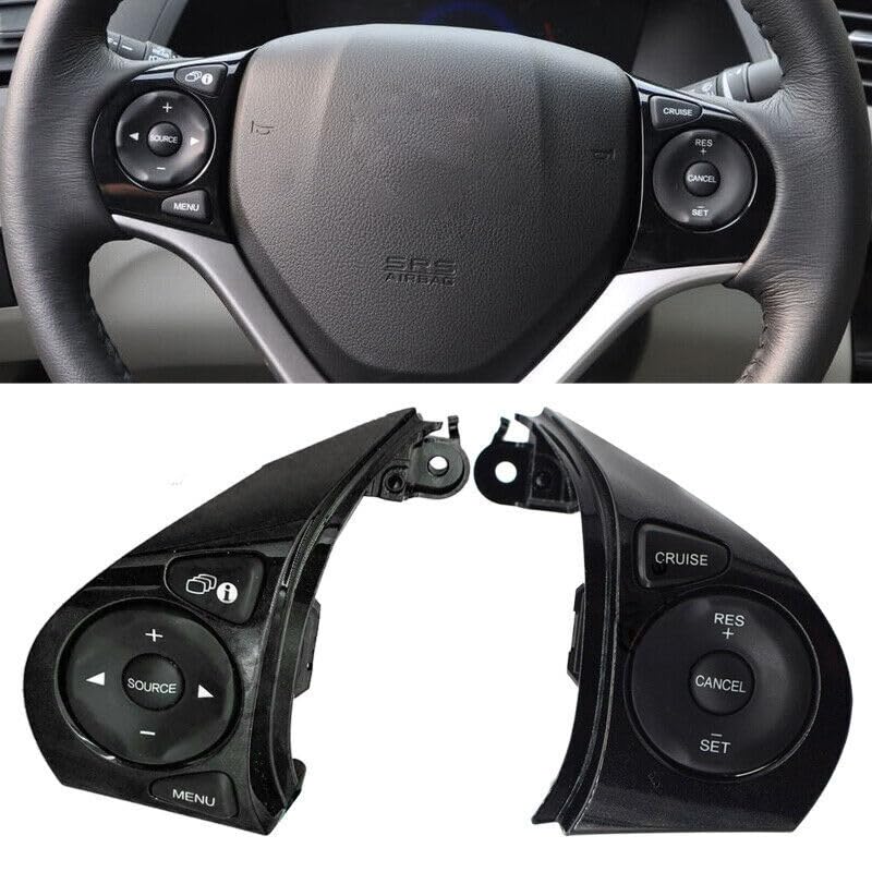 ya 5 8.10 1 Pair of Steering Wheel Cruise Switch Button fit for Honda for Civic 1.8L 2012 Black