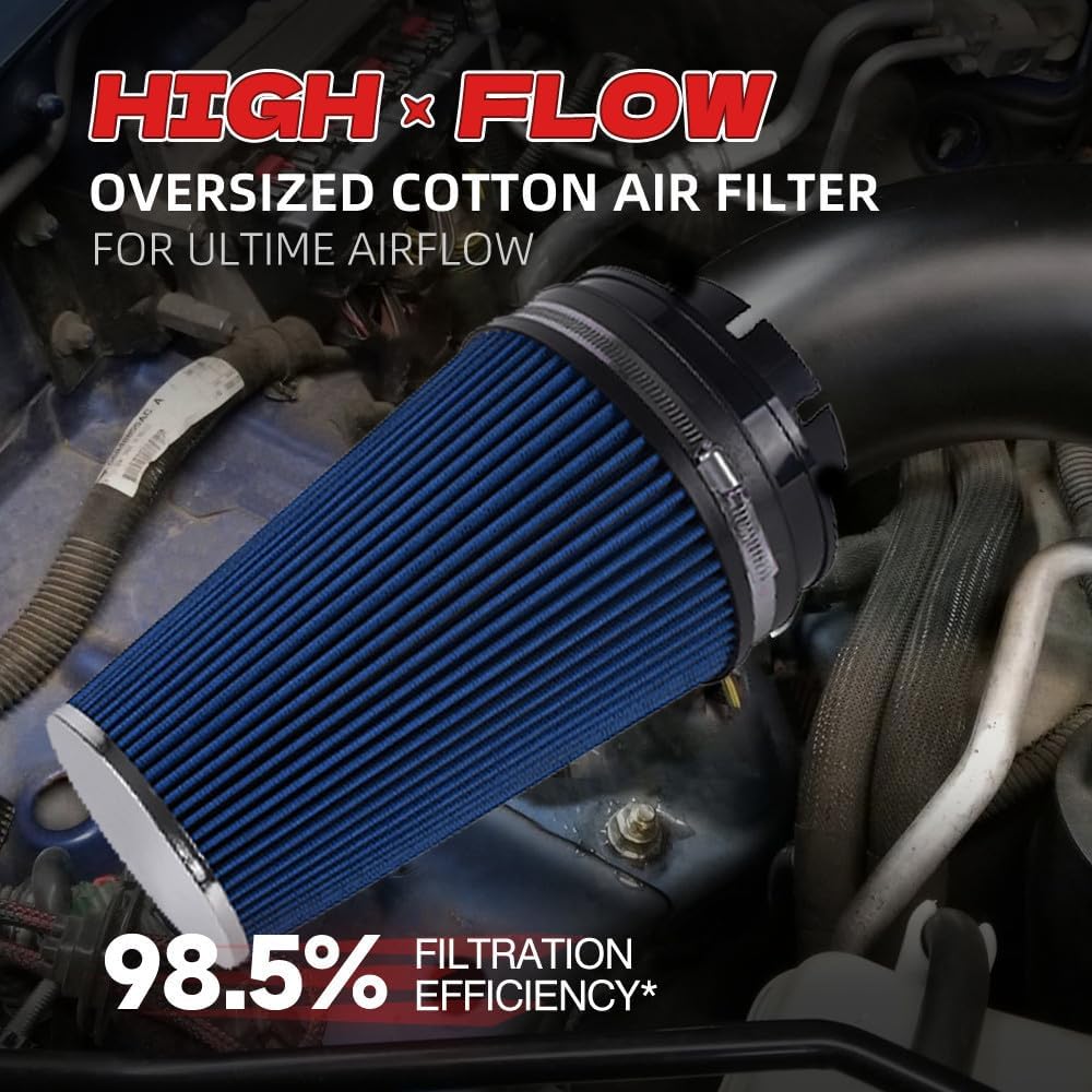 ya 13 9.15 baidi 4'' 102mm Long High Flow Inlet Cone Dry Filter Cold Blue Air Intake Replacement