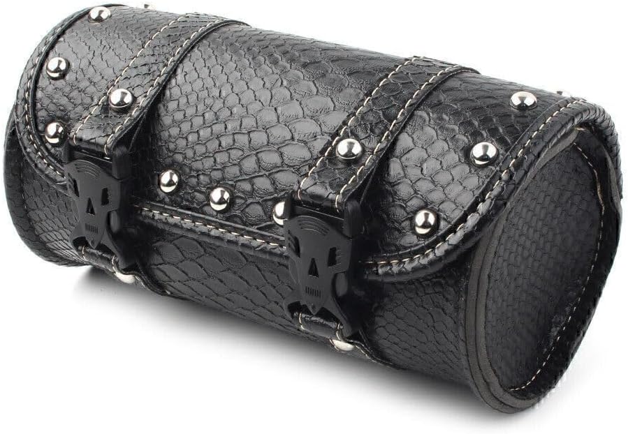 ya 11 9.14 baidiTool Bag Fork Handlebar Saddlebag Roll Barrel Pouch Universal Leather Motorcycle
