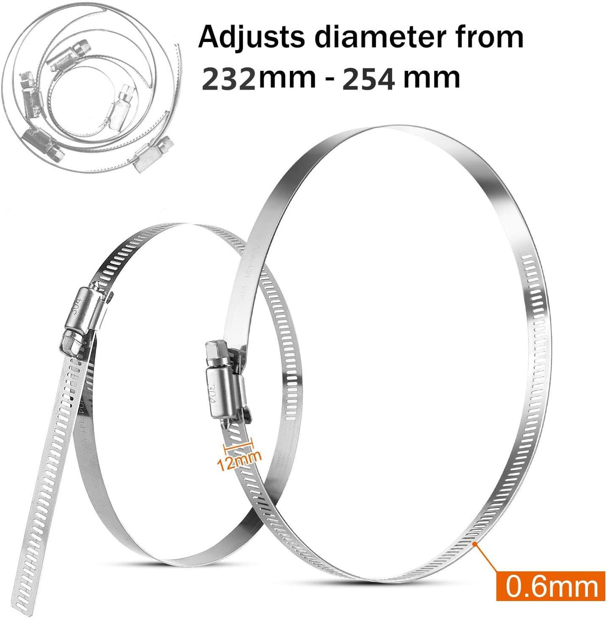 ya 11 9.14 baidiAdjustable 10-inch hose clamp stainless steel pipe clamp worm gear clamp drive clamp -
