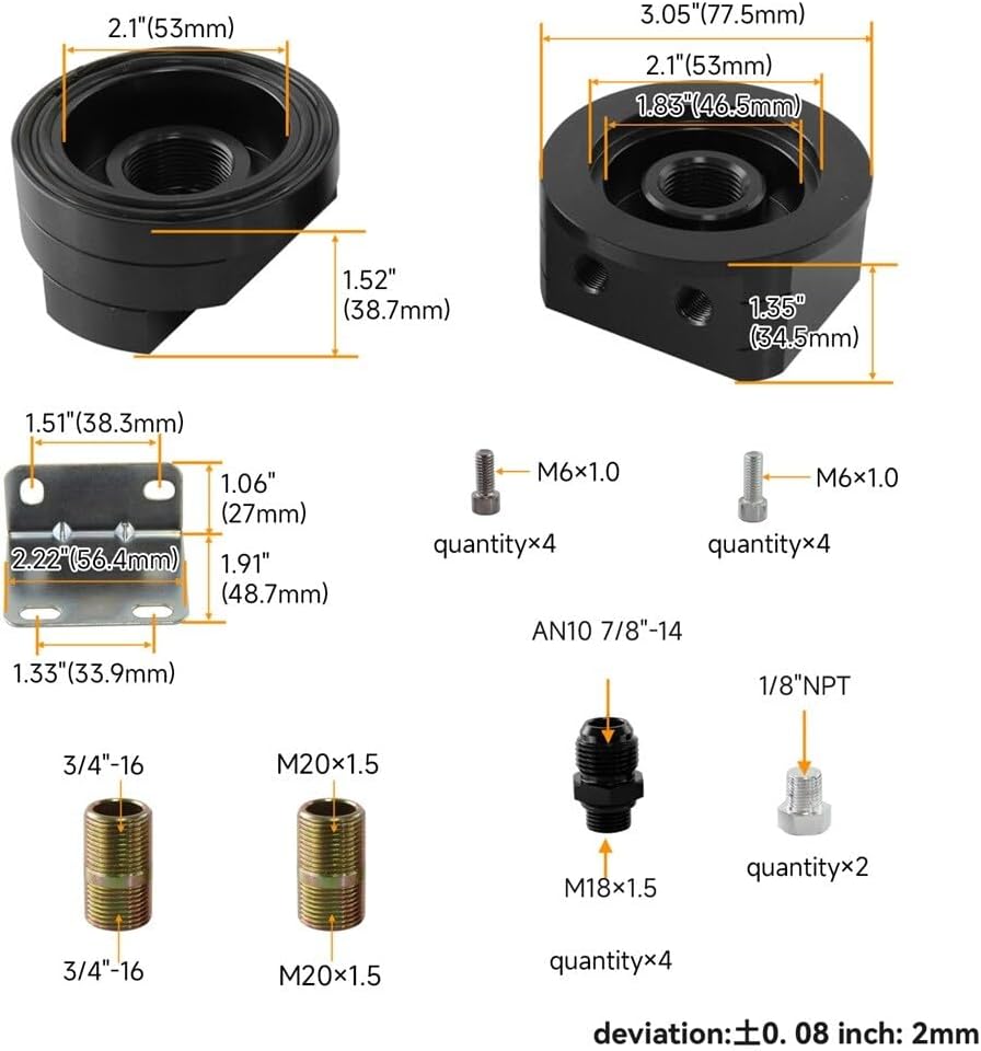 ya 12 10.8 baidi LR 15 Row AN10 Oil cooler w/Bracket + Filter Relocation Adapter Hose Kit Black
